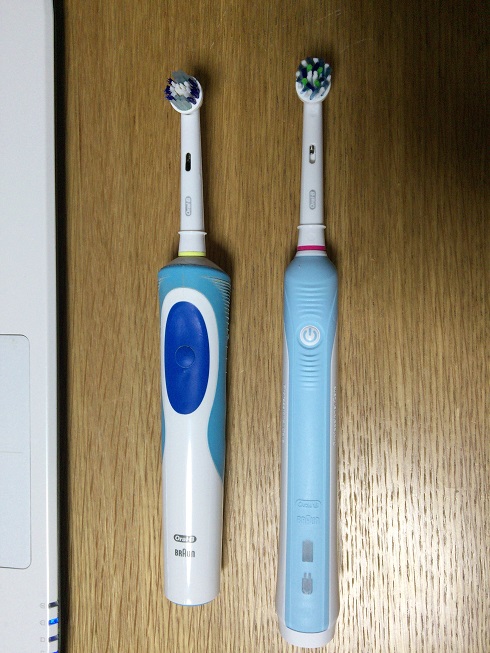 家にあった電動歯ブラシとPRO500との比較画像